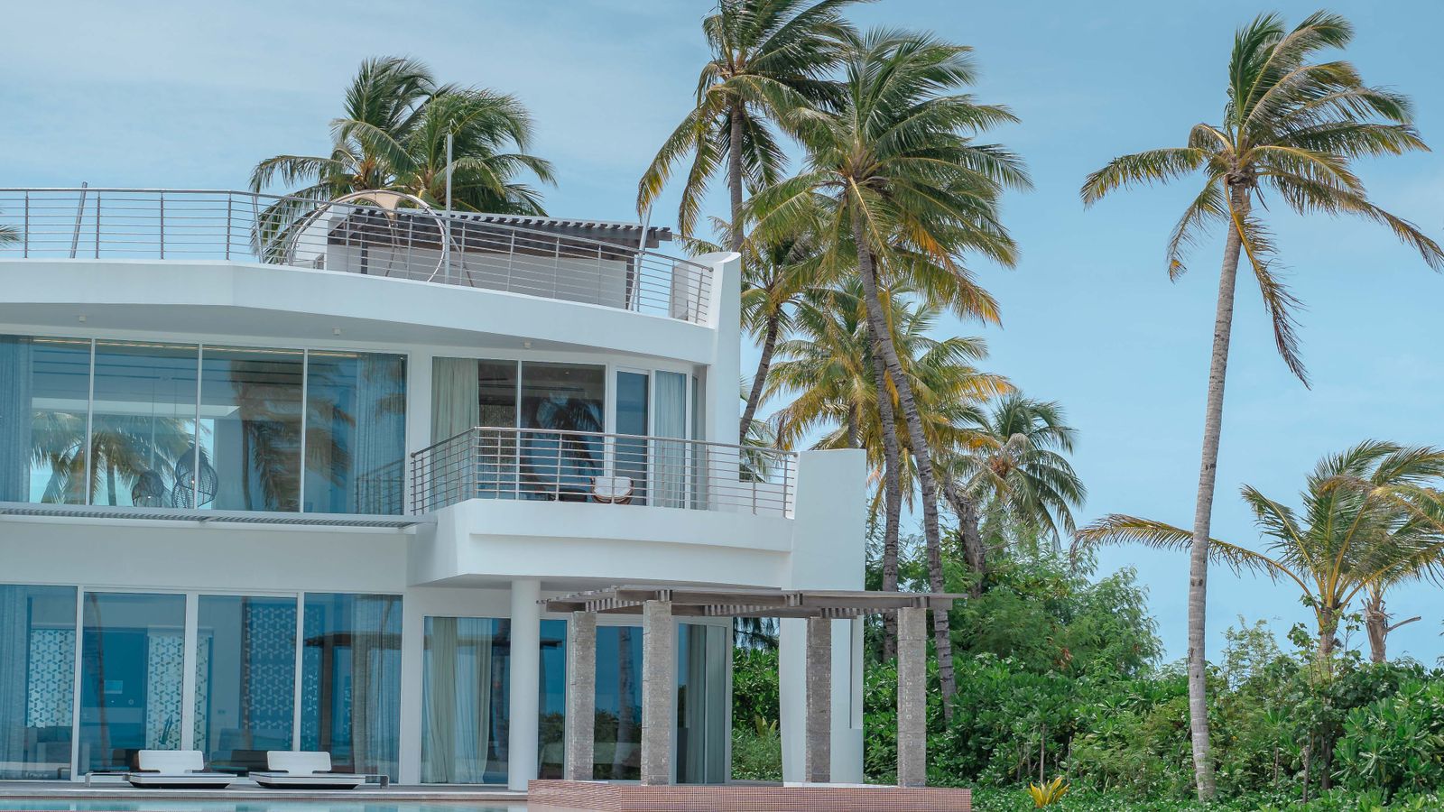 Residential villas along a beach